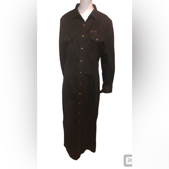 Vintage Lauren Ralph Lauren Safari Outfitters Denim Maxi Utility Dress Size 12 - Picture 3 of 9